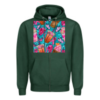 Sports Green breast cancer coffee cups with butterfly seamless pattern bbs Zipper Hoodie - BundleAndBundleShop