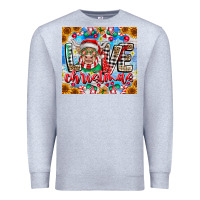 Heather Grey Love Christmas highland cow Premium Sweatshirt - CowhideDigitalArt