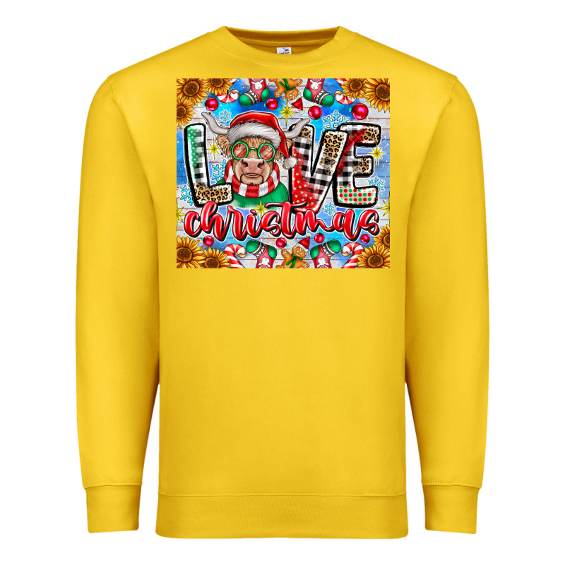 Love Christmas Highland Cow Premium Sweatshirt by CowhideDigitalArt | Teevron