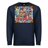 Navy Love Christmas highland cow Premium Sweatshirt - CowhideDigitalArt