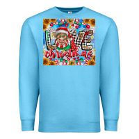 Ocean Blue Love Christmas highland cow Premium Sweatshirt - CowhideDigitalArt