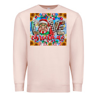 Pale Pink Love Christmas highland cow Premium Sweatshirt - CowhideDigitalArt