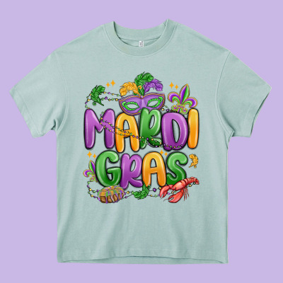 Mardi Gras Heavy Core Tee Designed By Maliassmallbusiness