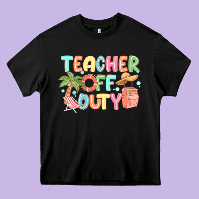 Teacher Off Duty Summer Heavy Core Tee Designed By Jahusdesignshop