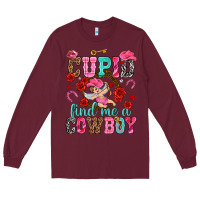 Burgundy Cupid find me a cowboy Valentine's Day Long Sleeve Tee - HowdyJamesFarm
