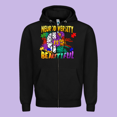 Neurodiversity Is Beautiful Zipper Hoodie Designed By Fadigitalartstudio