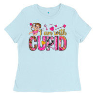 Baby Blue i am with cupid Ladies Tee - NancyCooperArtShop