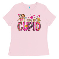 Bubblegum Pink i am with cupid Ladies Tee - NancyCooperArtShop