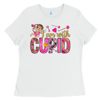 White i am with cupid Ladies Tee - NancyCooperArtShop
