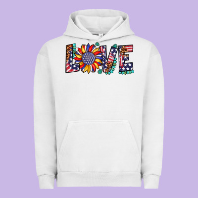 Love Sunflower Usa Flag Leopard Urban Hoodie Designed By Artiststas