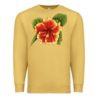 Antique Gold Hawaiian Hibiscus Flower Illustrations Premium Sweatshirt - LillyAllenDesigns