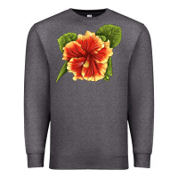Charcoal Heather Hawaiian Hibiscus Flower Illustrations Premium Sweatshirt - LillyAllenDesigns