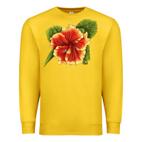 Lemon Hawaiian Hibiscus Flower Illustrations Premium Sweatshirt - LillyAllenDesigns