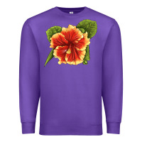 Purple Hawaiian Hibiscus Flower Illustrations Premium Sweatshirt - LillyAllenDesigns