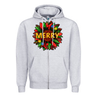 Heather Grey merry christmas with light sunflower bbs Zipper Hoodie - BundleAndBundleShop