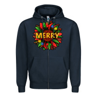 Navy merry christmas with light sunflower bbs Zipper Hoodie - BundleAndBundleShop