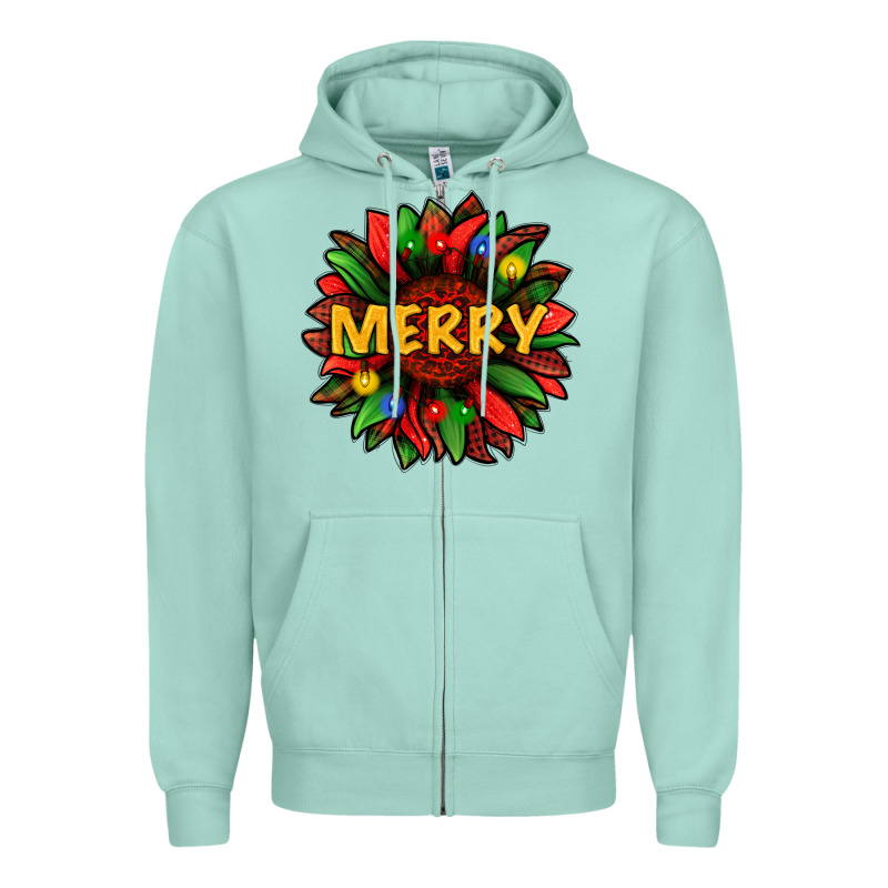 Merry Christmas With Light Sunflower Bbs Zipper Hoodie by BundleAndBundleShop | Teevron