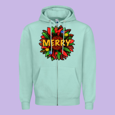Merry Christmas With Light Sunflower Bbs Zipper Hoodie Designed By Bundleandbundleshop