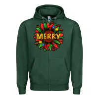 Sports Green merry christmas with light sunflower bbs Zipper Hoodie - BundleAndBundleShop