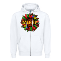 White merry christmas with light sunflower bbs Zipper Hoodie - BundleAndBundleShop