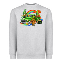 Heather Grey St. Patrick's Day truck with gnomies Heavyweight Sweatshirt - CowGirlArtShop