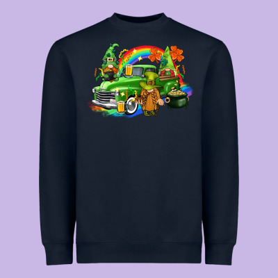 St. Patrick's Day Truck With Gnomies Heavyweight Sweatshirt Designed By Cowgirlartshop