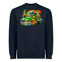Navy St. Patrick's Day truck with gnomies Heavyweight Sweatshirt - CowGirlArtShop