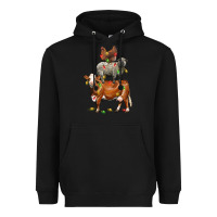 Black Christmas cow sheep and chicken Heavyweight Hoodie - LillyAllenDesigns