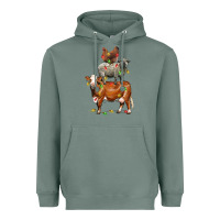 Sage Christmas cow sheep and chicken Heavyweight Hoodie - LillyAllenDesigns