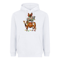 White Christmas cow sheep and chicken Heavyweight Hoodie - LillyAllenDesigns