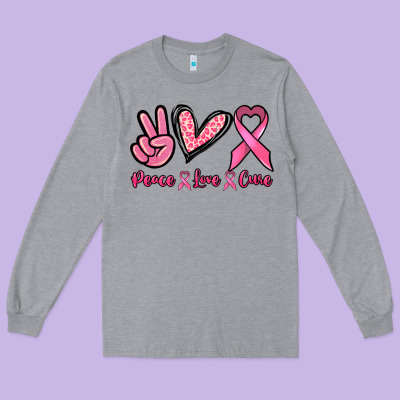 Peace Love Cure Cancer Awareness Long Sleeve Tee Designed By Howdyjamesfarm