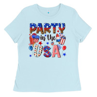 Baby Blue party in the usa Ladies Tee - NancyCooperArtShop
