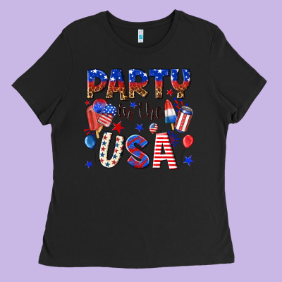 Party In The Usa Ladies Tee Designed By Nancycooperartshop