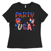 Black party in the usa Ladies Tee - NancyCooperArtShop