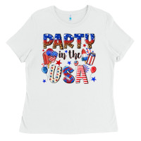 White party in the usa Ladies Tee - NancyCooperArtShop