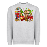 Heather Grey Cino De Mayo coffee cups Mexico Heavyweight Sweatshirt - HowdyJamesFarm