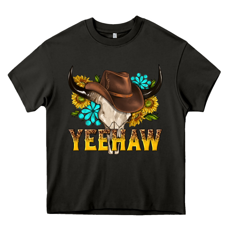 Yeehaw Bull Skull Heavy Core Tee by NancyCooperArtShop | Teevron