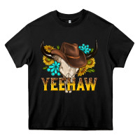 Black yeehaw bull skull Heavy Core Tee - NancyCooperArtShop