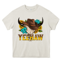 Cream yeehaw bull skull Heavy Core Tee - NancyCooperArtShop