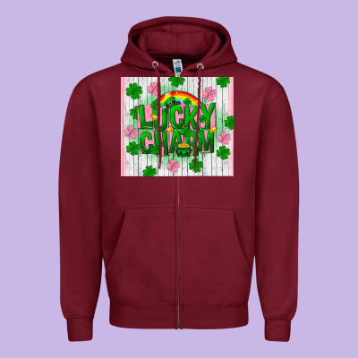Lucky Charm St Patricks Day Zipper Hoodie Designed By Fadigitalartstudio