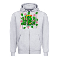 Heather Grey lucky charm st patricks day Zipper Hoodie - FaDigitalArtStudio