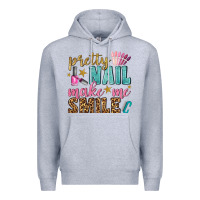 Heather Grey pretty nail make me smile bbs Premium Hoodie - BundleAndBundleShop