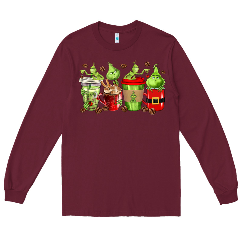 Grinch Coffee Cups Long Sleeve Tee by texasbilliewilder | Teevron