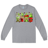 Heather Grey grinch coffee cups Long Sleeve Tee - texasbilliewilder