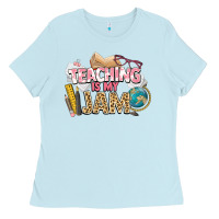 Baby Blue teaching is my jam teacher school Ladies Tee - NancyCooperArtShop