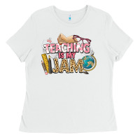 White teaching is my jam teacher school Ladies Tee - NancyCooperArtShop