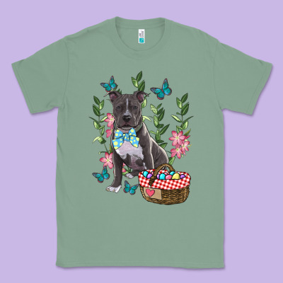 Easter Pitbull Classic Tee Designed By Ranaportraitstore
