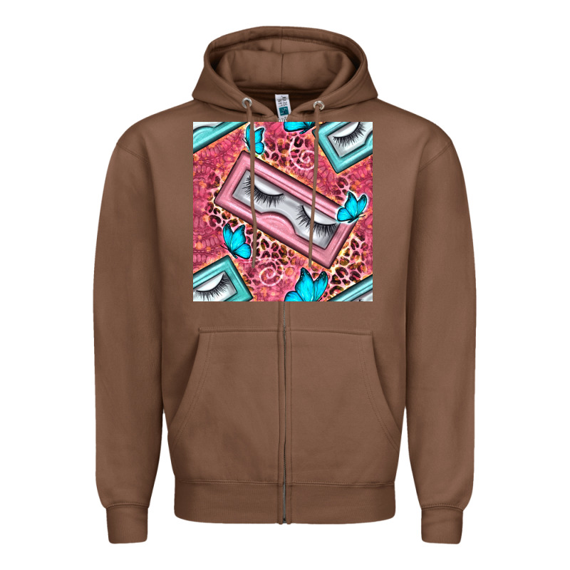 Cosmetic Fake Eyelashes And Butterfly With Leopard Seamless Pattern Bb Zipper Hoodie by BundleAndBundleShop | Teevron