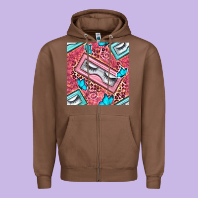 Cosmetic Fake Eyelashes And Butterfly With Leopard Seamless Pattern Bb Zipper Hoodie Designed By Bundleandbundleshop