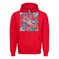 Red cosmetic fake eyelashes and butterfly with leopard seamless pattern bb Zipper Hoodie - BundleAndBundleShop